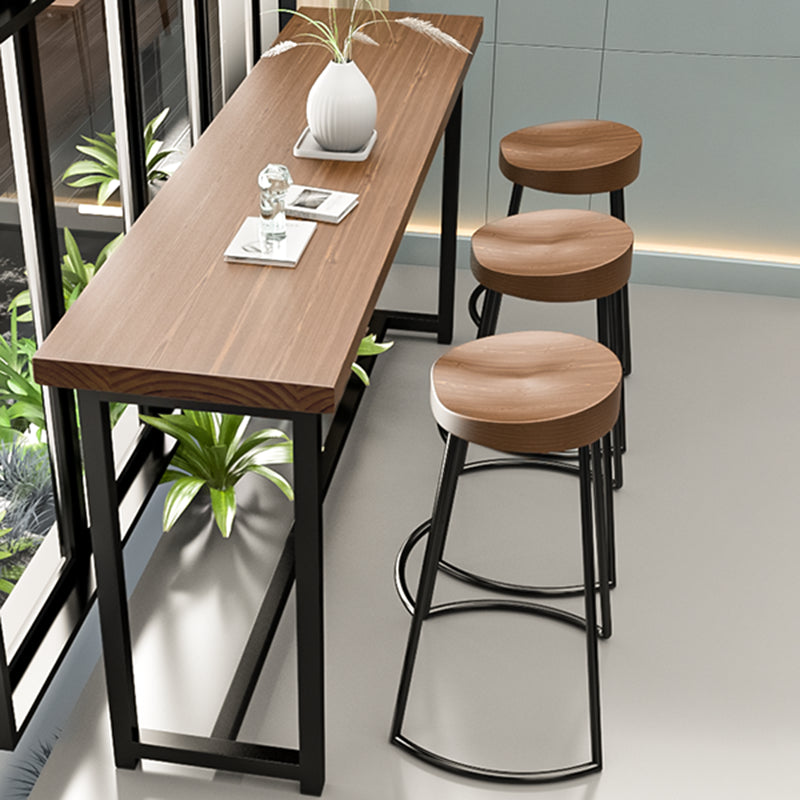 Industrial Rectangle Bar Table Set 1/4 Pcs Metal and Solid Wood Bar Table and Stools