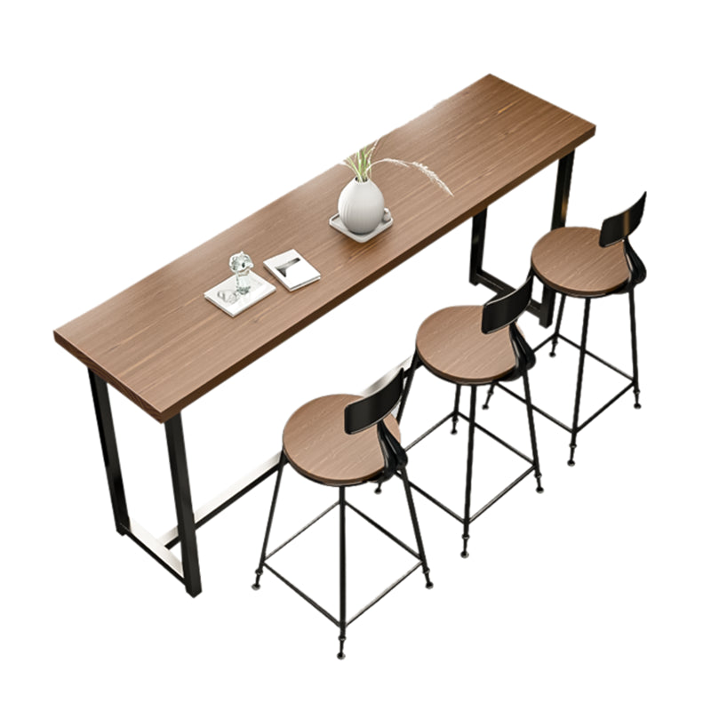 Industrial Rectangle Bar Table Set 1/4 Pcs Metal and Solid Wood Bar Table and Stools