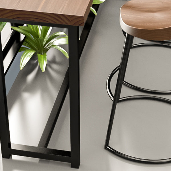 Industrial Rectangle Bar Table Set 1/4 Pcs Metal and Solid Wood Bar Table and Stools