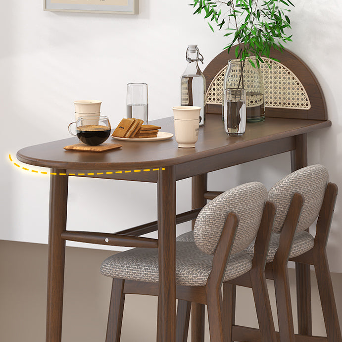 Solid Wood Bar Table Set 1/2/3 Pcs Glam Bar Table and Upholstered Stools