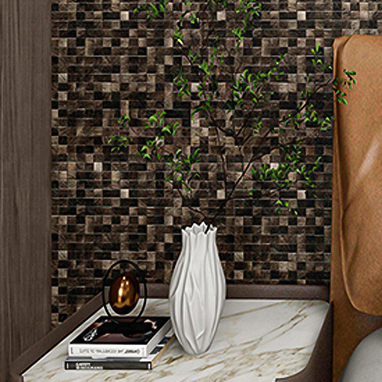 Mosaic Tile Wallpaper Square Shape Peel & Stick Mosaic Tile with Metal Look