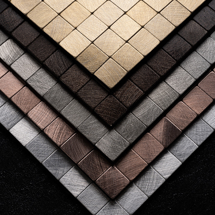 Mosaic Tile Wallpaper Square Shape Peel & Stick Mosaic Tile with Metal Look