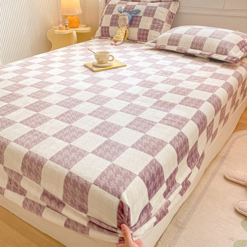 Trendy Bed Sheet Orange Printed Wrinkle-Free Non-Pilling Fade Resistant Flannel Sheet