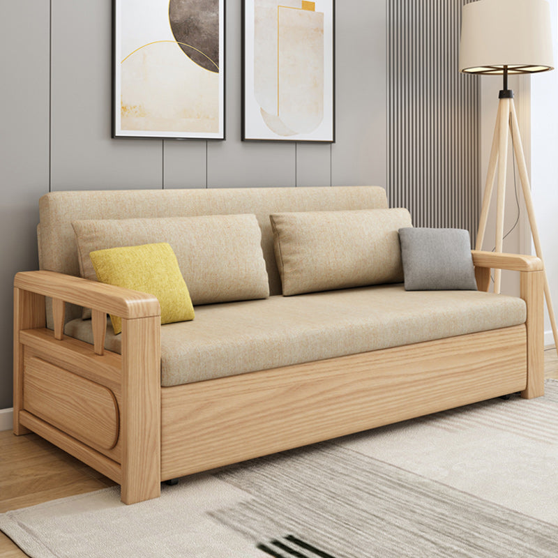 Scandinavian Foldable Futon Sleeper Sofa Square Arms Futon and Mattress