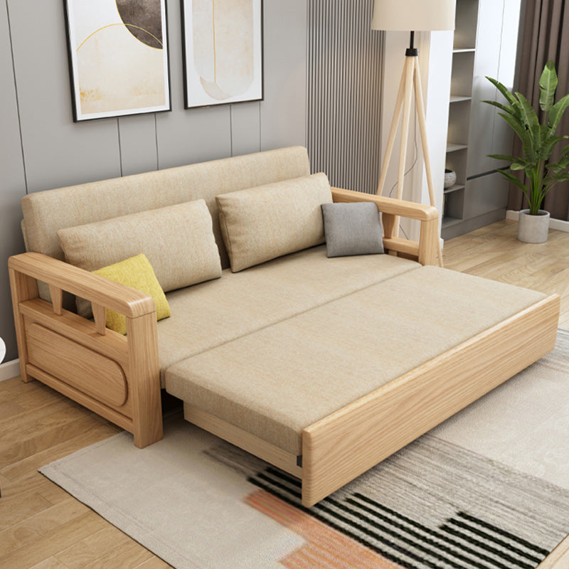 Scandinavian Foldable Futon Sleeper Sofa Square Arms Futon and Mattress