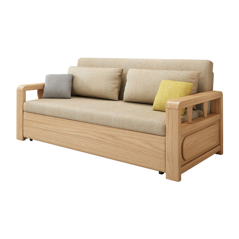 Scandinavian Foldable Futon Sleeper Sofa Square Arms Futon and Mattress