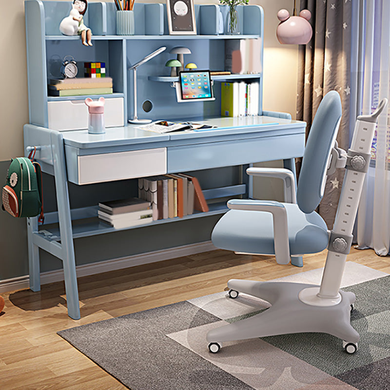Solid Wood Kids Desk 23.62"W Child Desk Adjustable Writing Desk with Drawer