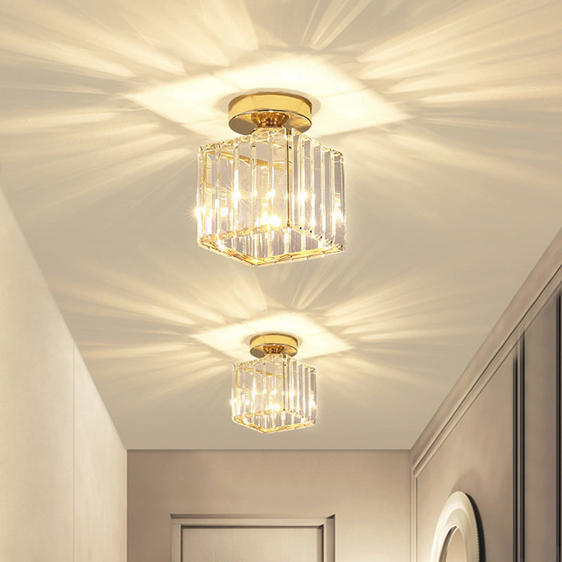 Modern Ceiling Light Minimalist Flush Mount Ceiling Light Fixture with Crystal Shade