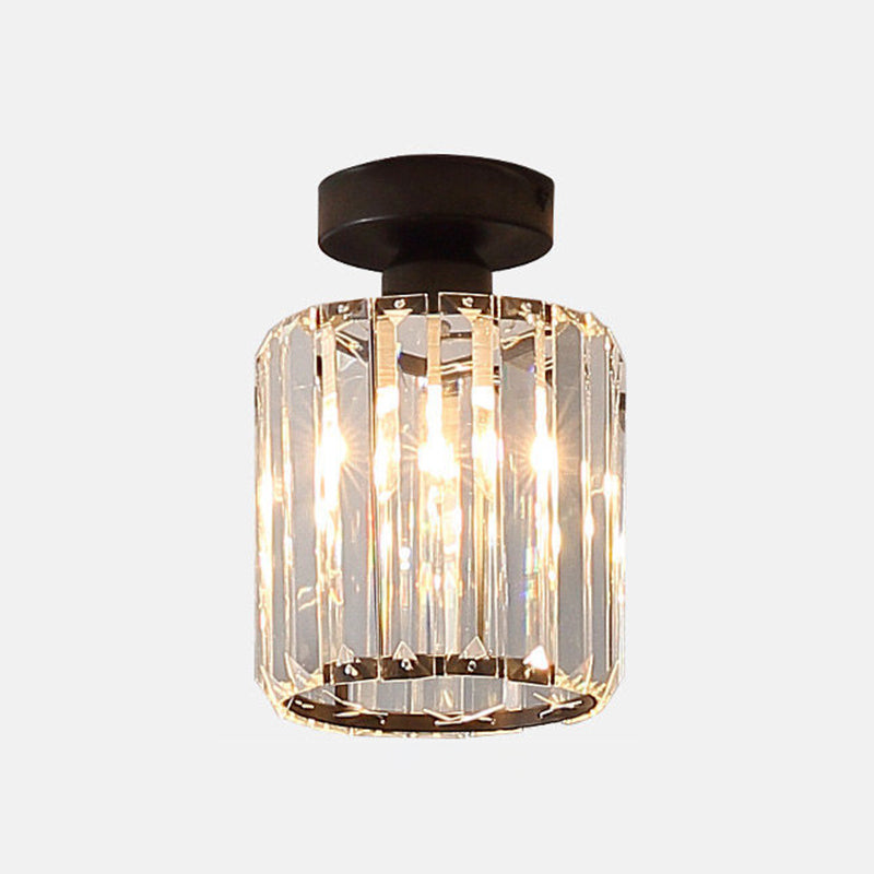 Modern Ceiling Light Minimalist Flush Mount Ceiling Light Fixture with Crystal Shade