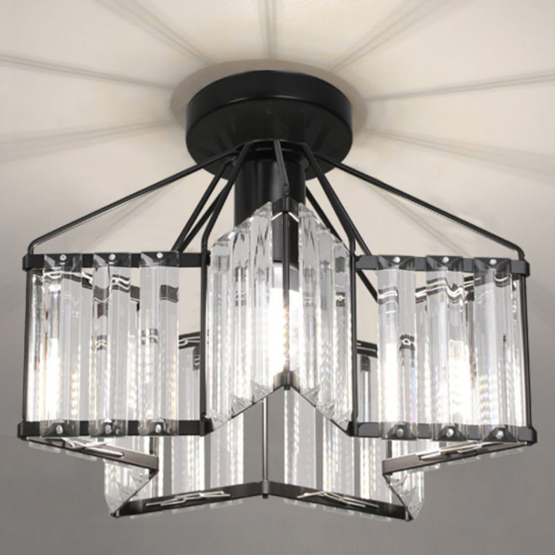 Modern Ceiling Light Creative Flush Mount Ceiling Light Fixture with Crystal Shade