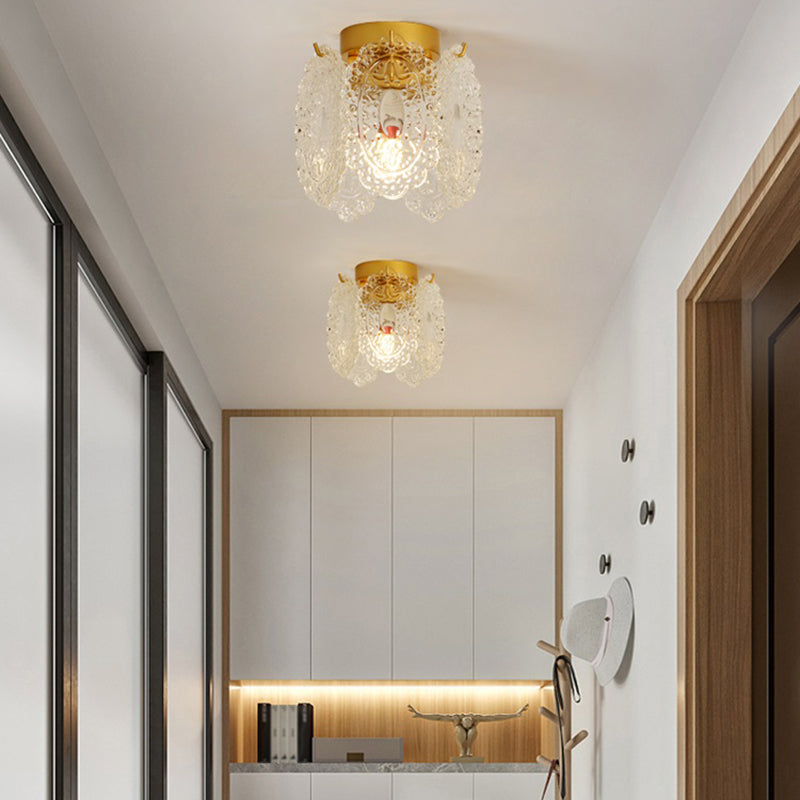Modern Flush Mount Light Simple Flush Mount Ceiling Light Fixture with Glass Shade