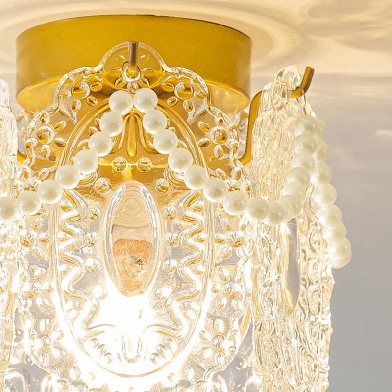 Modern Flush Mount Light Simple Flush Mount Ceiling Light Fixture with Glass Shade