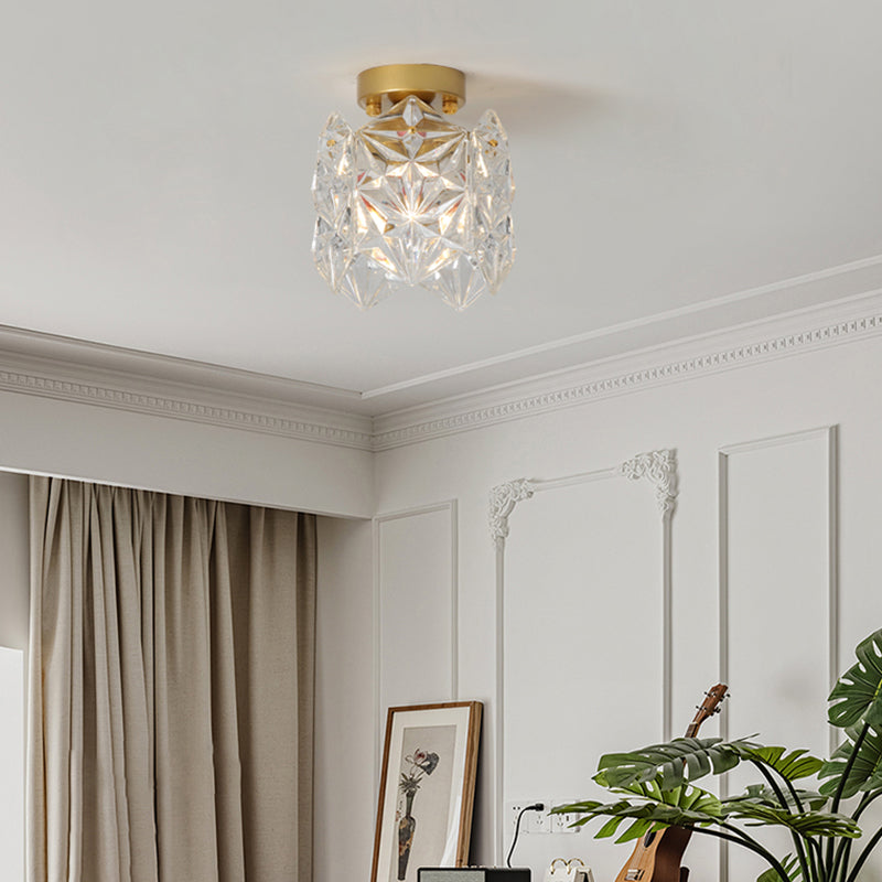 Modern Flush Mount Light Simple Flush Mount Ceiling Light Fixture with Glass Shade