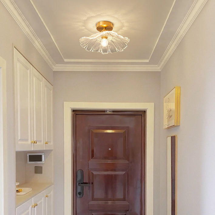 1-Light Ceiling Light Modern Ceiling Mount Light with Glass Shade for Bedroom