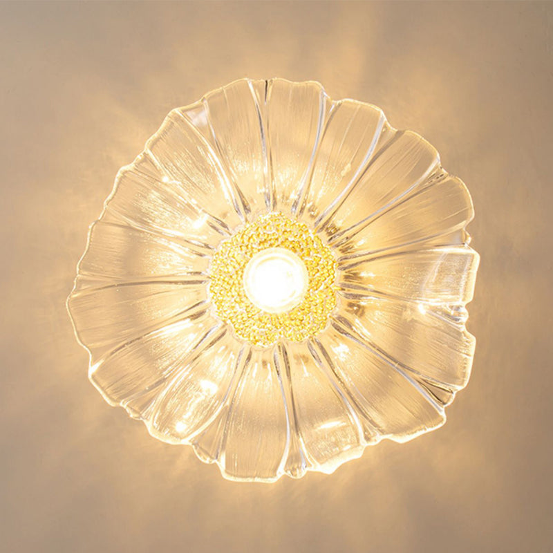 1-Light Ceiling Light Modern Ceiling Mount Light with Glass Shade for Bedroom