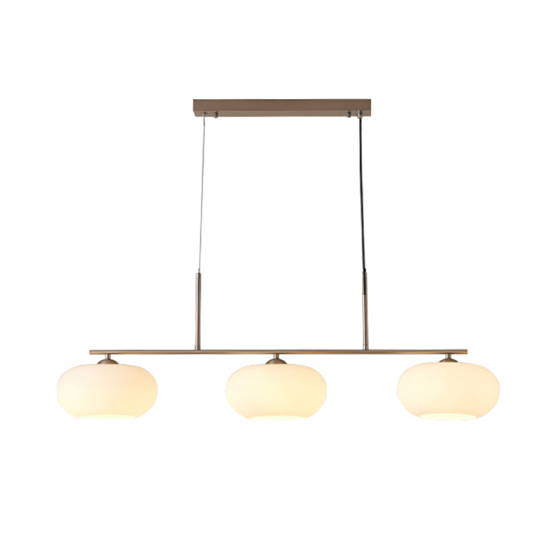 Glass Shade Hanging Island Lights Modern Drum Shape Island Lighting Ideas for Kitchen