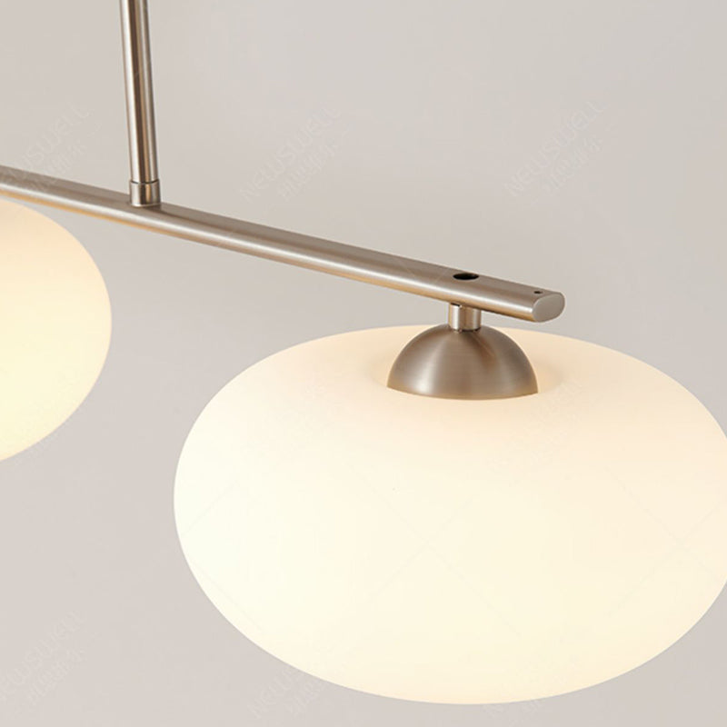 Glass Shade Hanging Island Lights Modern Drum Shape Island Lighting Ideas for Kitchen