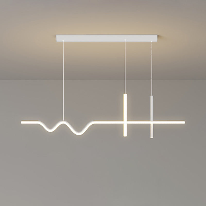 Metal Linear Shape Island Chandelier Modern Style 3 Lights Island Ceiling Light