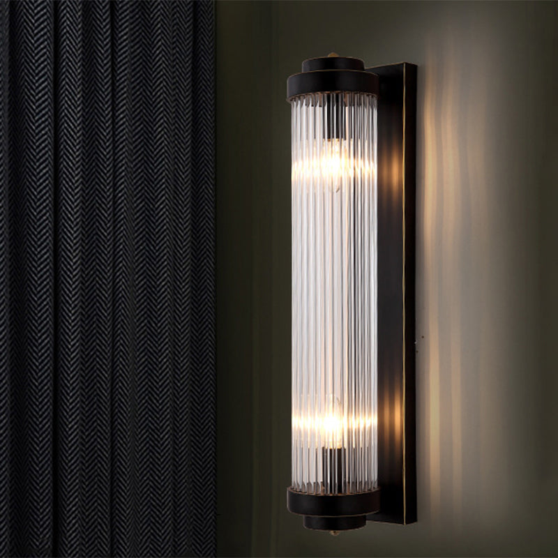 Crystal Cylinder Shape Wall Lighting Modern Style 2 Lights Wall Light Sconce