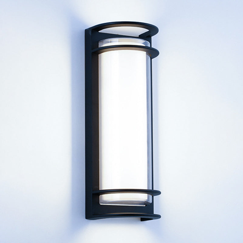 Simple Black Wall Sconce Fixture Half-Cylinder Outdoor Sconce Light