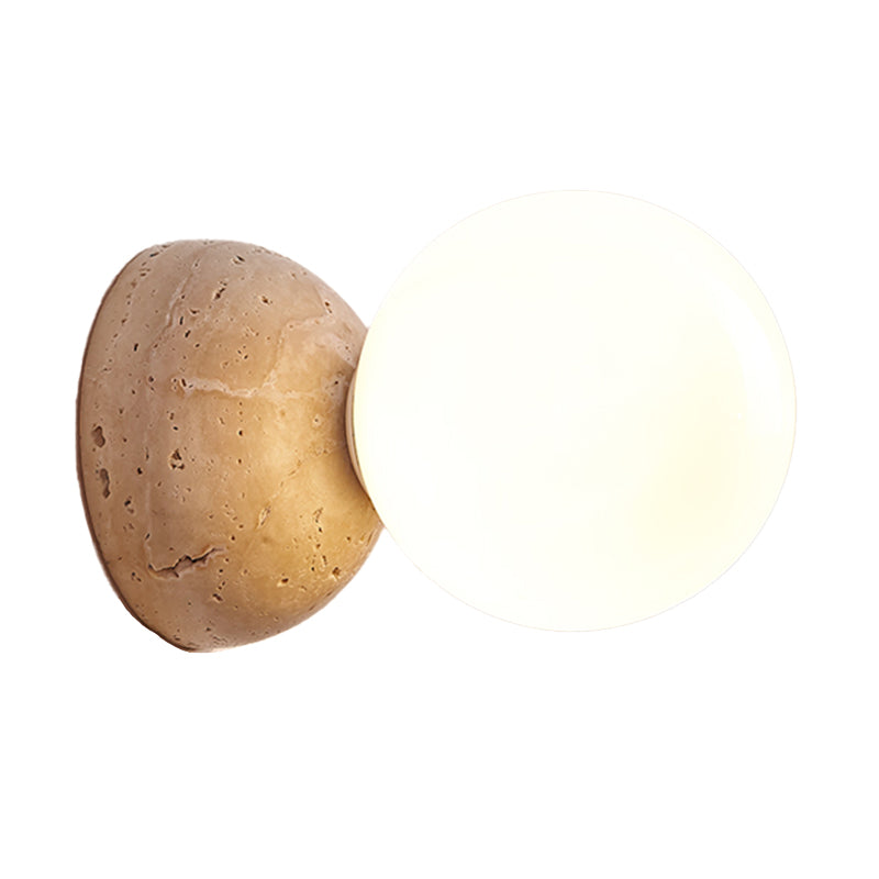 Modern Style Wall Lamp Stone Wall Mount Lamp with Glass Shade for Bedroom