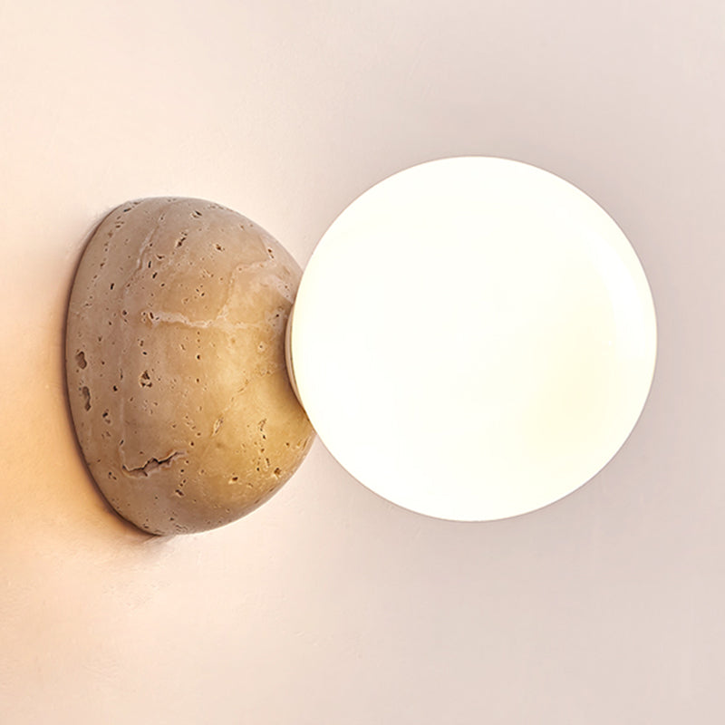 Modern Style Wall Lamp Stone Wall Mount Lamp with Glass Shade for Bedroom