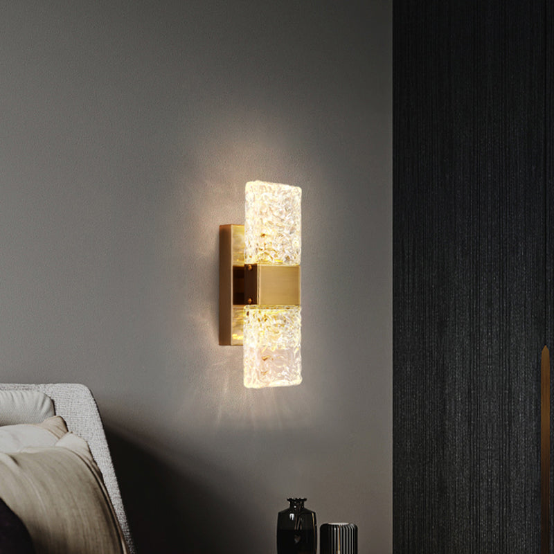 Crystal Shade Wall Light Sconce Modern Rectangle Shade Wall Lighting for Bedroom