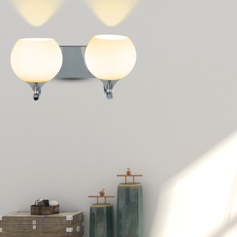 White Modern Metal Wall Sconce Geometric Shape Wall Light with Glass Shade for Living Room