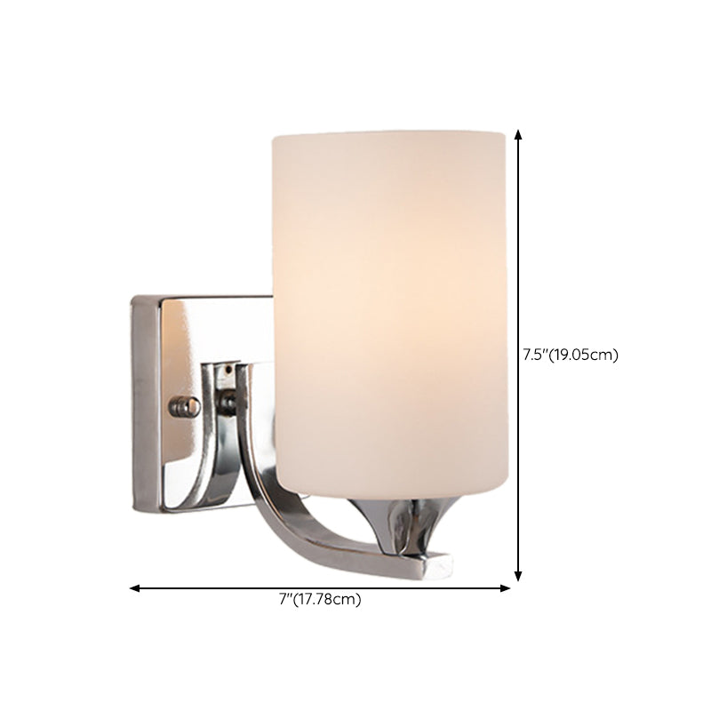 White Modern Metal Wall Sconce Geometric Shape Wall Light with Glass Shade for Living Room