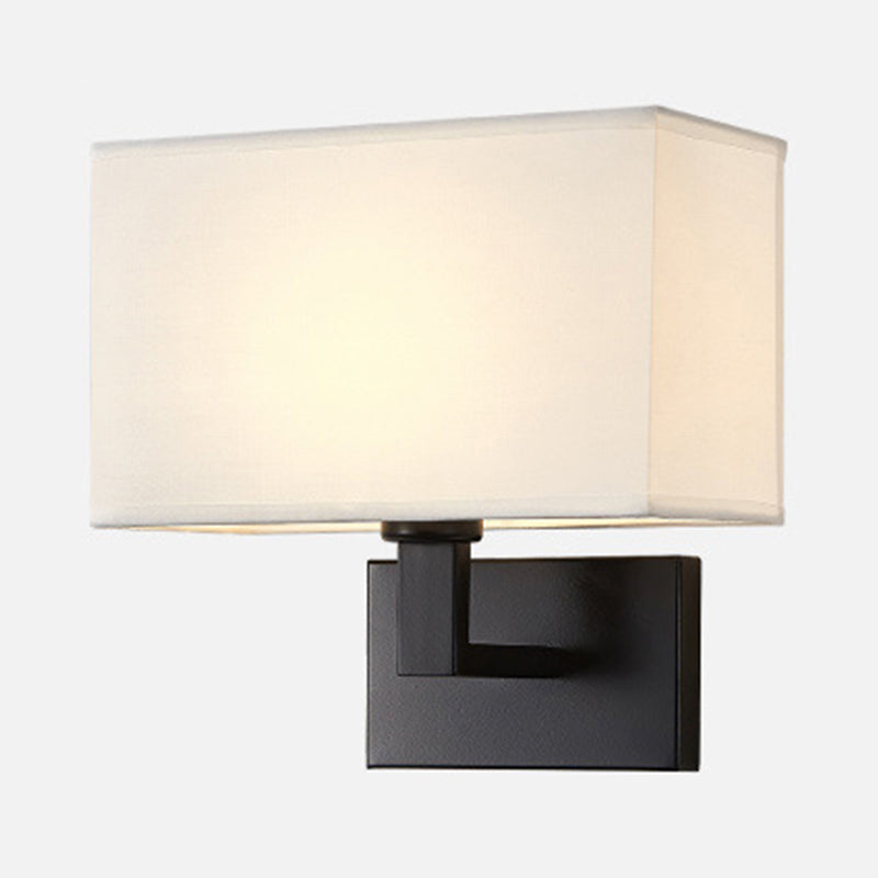 Metal Modern Wall Sconce Rectangle Shape Wall Light with Fabric Shade for Bedroom