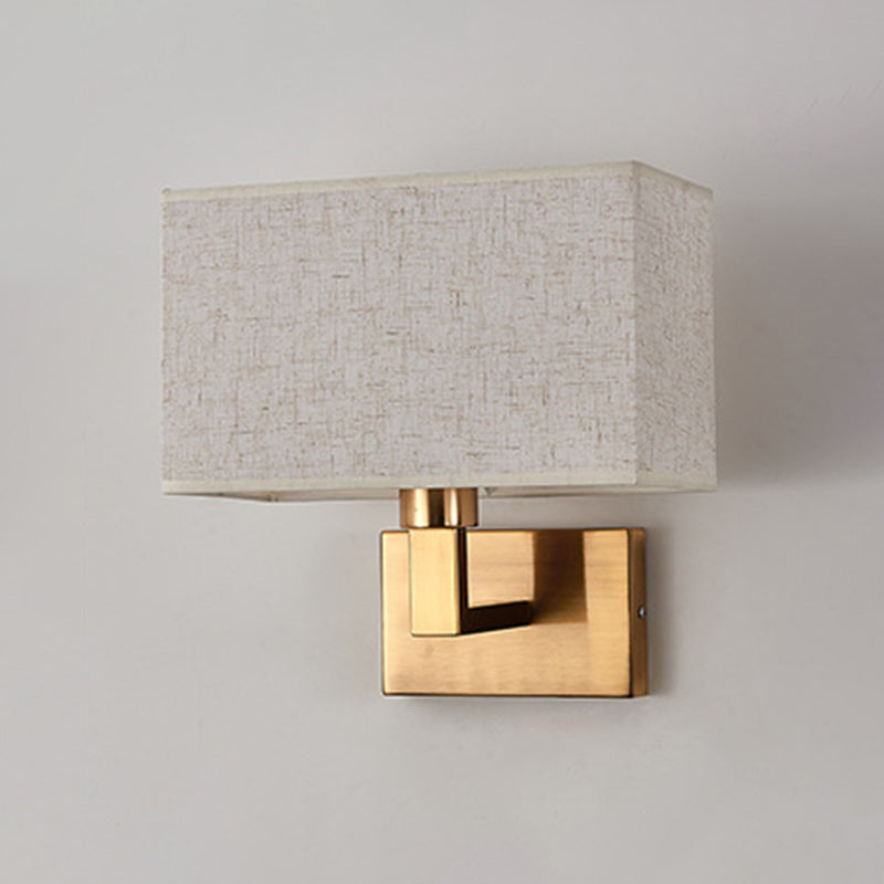 Metal Modern Wall Sconce Rectangle Shape Wall Light with Fabric Shade for Bedroom