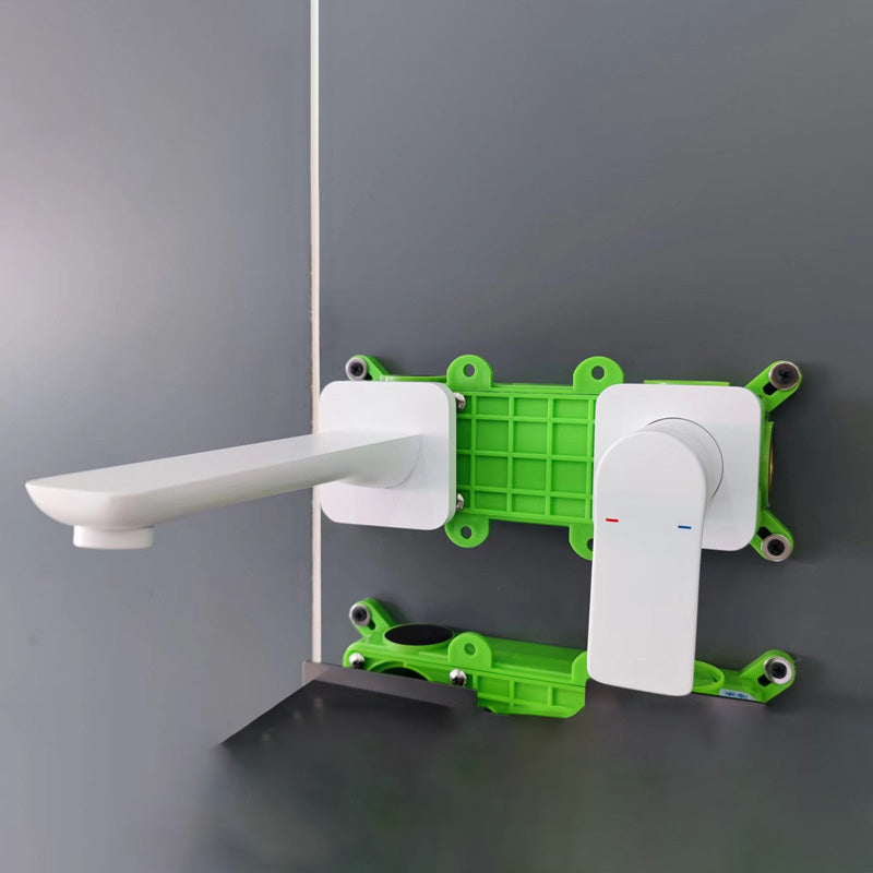 Modern Wall Mounted Bathroom Faucet Lever Handle Low Arc 2 Hole Faucets