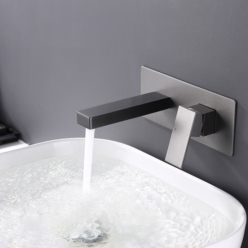 Wall Mounted Bathroom Faucet Low Arc Lever Handle 2 Hole Faucets