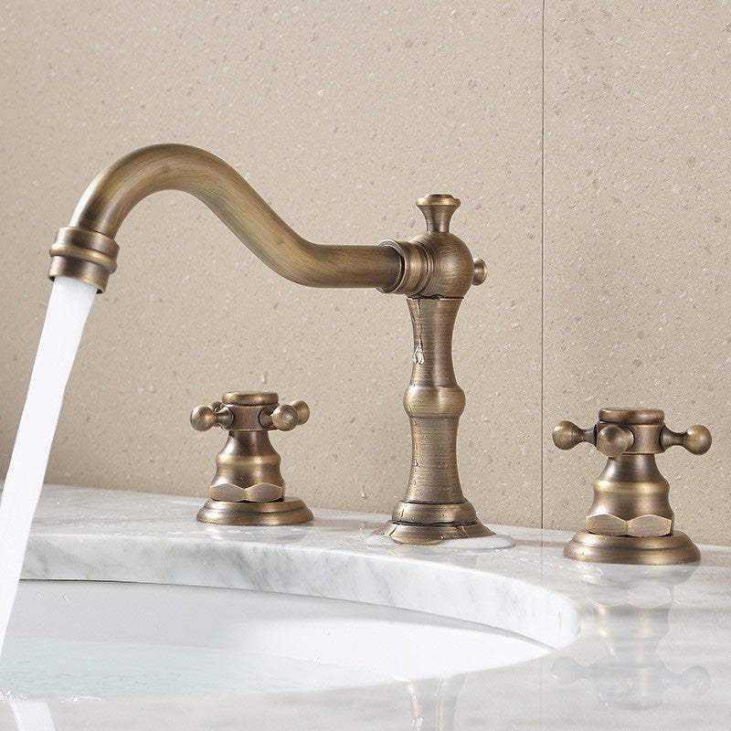 Dual Handle Vintage Vanity Sink Faucet Industrial Basin Lavatory Faucet