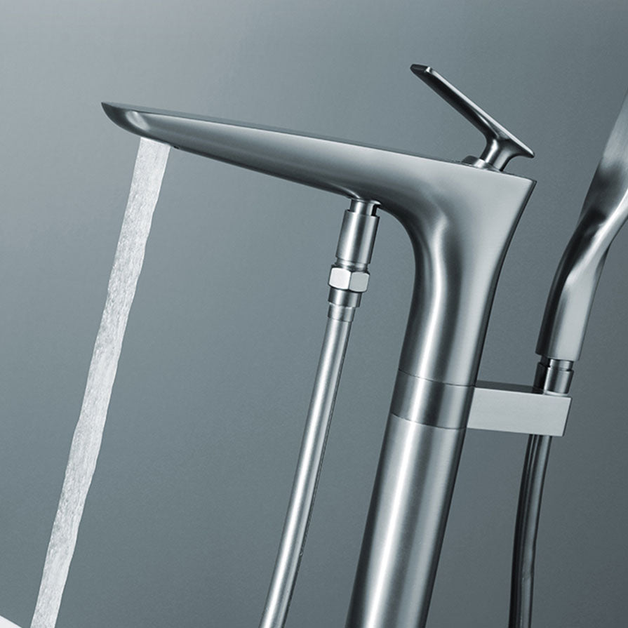 Contemporary Bathroom Faucet Floor Mounted Copper Free Standing Tub Filler Faucet