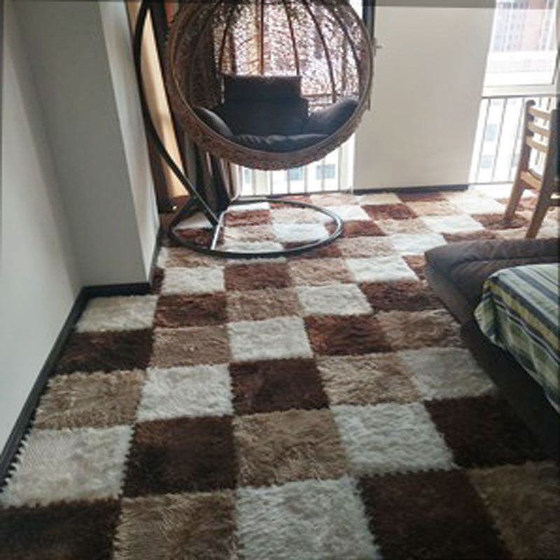 Modern Carpet Tiles Interlocking Color Block Shag Carpet Tiles
