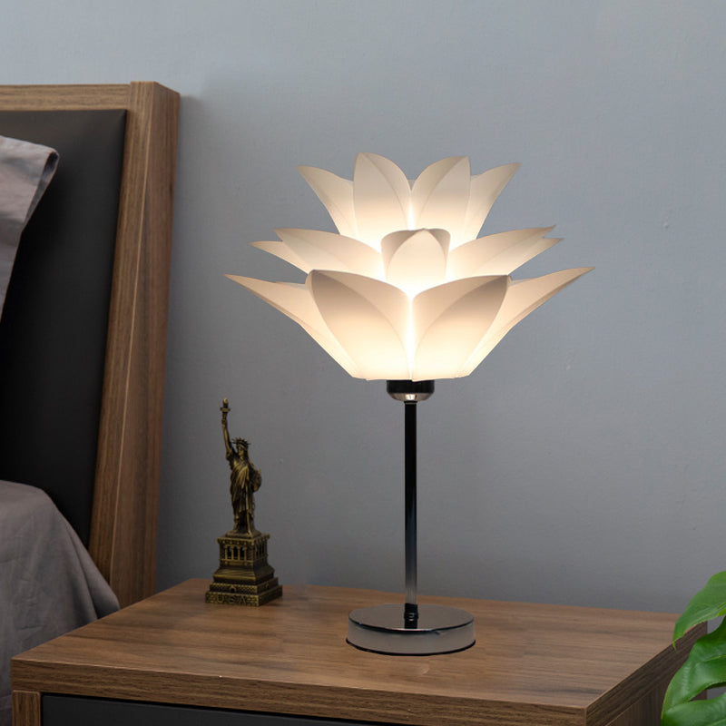 1 comodino leggero luce da letto leggera lampada da tavolo bianca contemporanea con sfumatura acrilica floreale