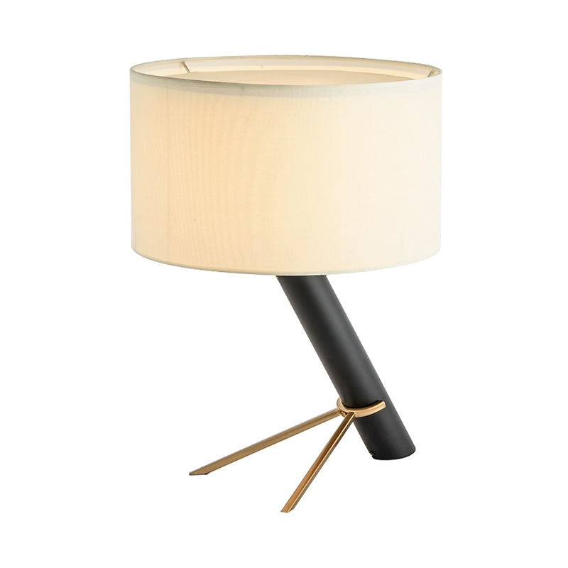 Fabric Drum Shade Desk Light moderne lampe de table créative à tête moderne en blanc avec chaîne de traction pour salle d'étude