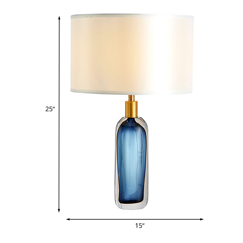 Tavola moderna tavola leggera tessuto da letto da letto a 1 luci in bianco con base di glassa colorata