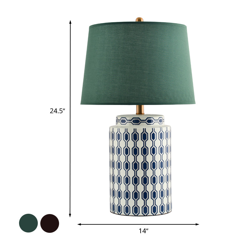 Jar -vormige nachttafel Licht Modernistisch keramiek 1 kop blauw/oranje afwerking stof bureaulamp voor bed voor het bed