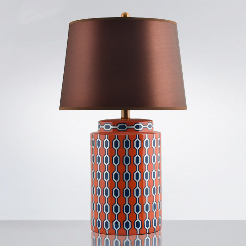 Jar -vormige nachttafel Licht Modernistisch keramiek 1 kop blauw/oranje afwerking stof bureaulamp voor bed voor het bed