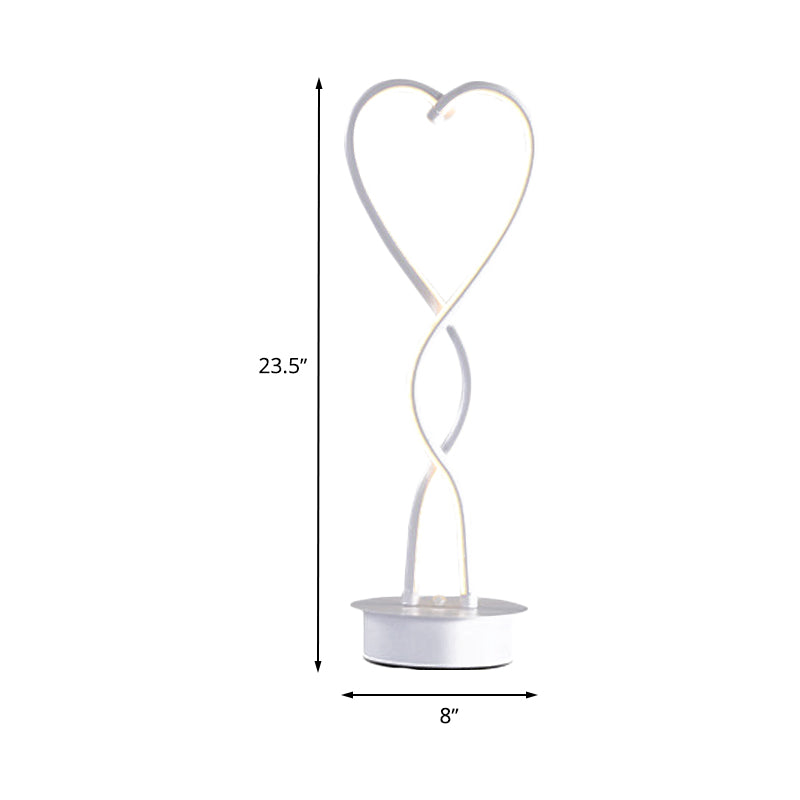 Spirales herzförmige Tischbeleuchtung zeitgenössischer Acryl -LED -LED weiße Schreibtischlampe in warmem/weißem Licht für Bett