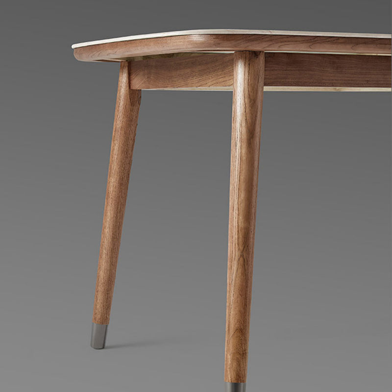 White Dinette Table with Wood Legs Modern Dining Table for Kitchen