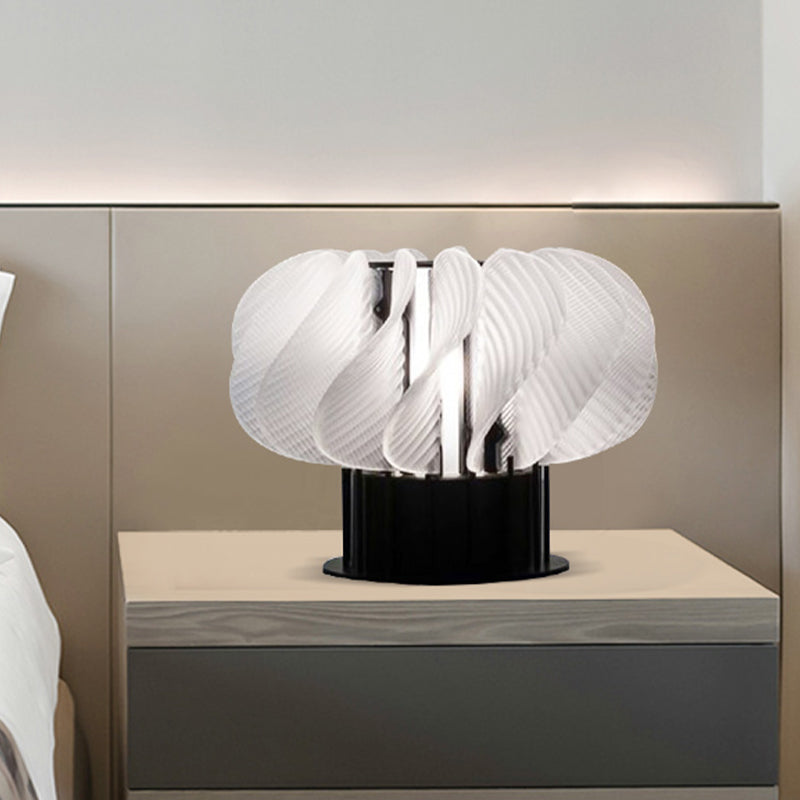 Acrylic Curved Panel Desk Light Modernist LED Table Lamp in White and Black with Spiral Design