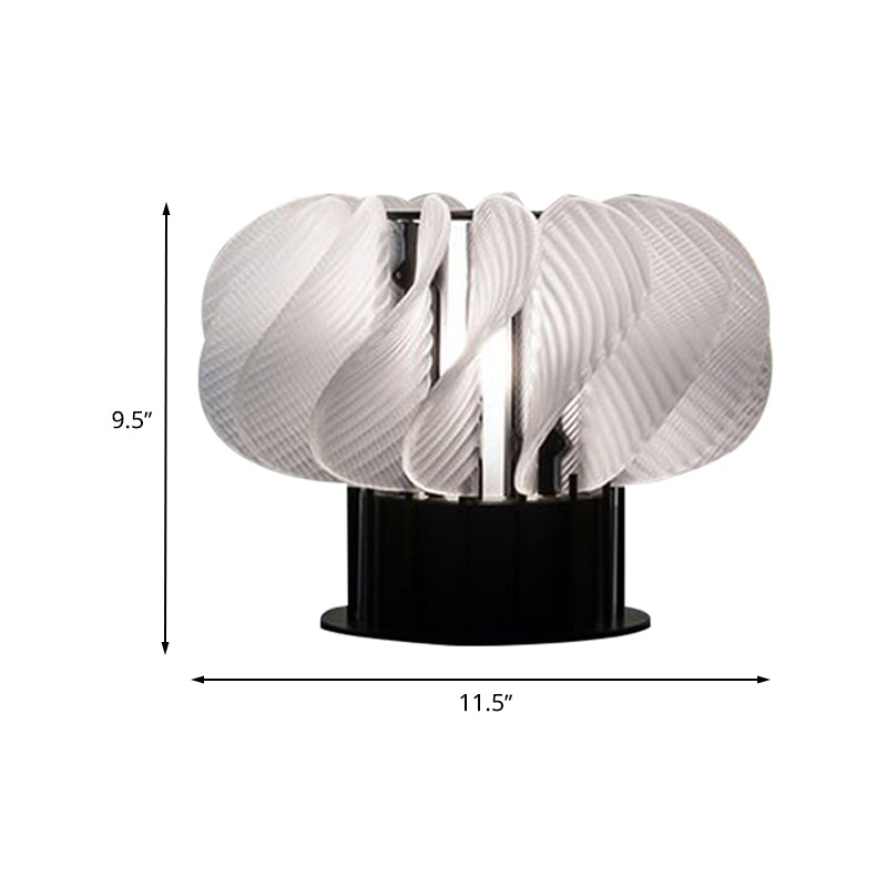 Acrylic Curved Panel Desk Light Modernist LED Table Lamp in White and Black with Spiral Design