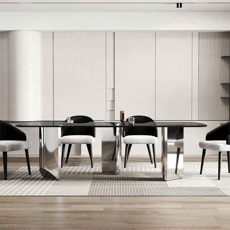 Contemporary Kitchen Dinner Table Rectangle Glass Top Dining Table