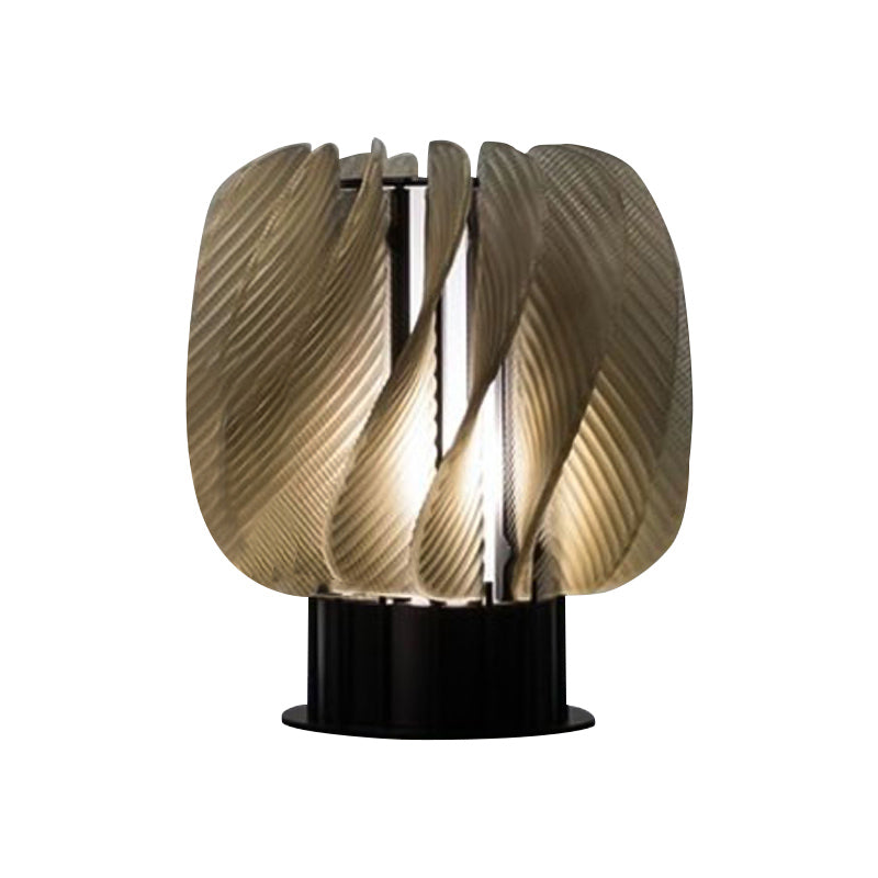 Lampada da comodino in acrilico Drum Modernismo Lampada da scrivania a LED ambrata con design a pannello a spirale per soggiorno