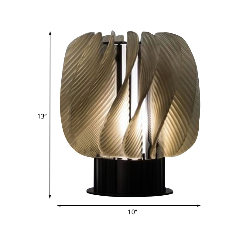 Lampada da comodino in acrilico Drum Modernismo Lampada da scrivania a LED ambrata con design a pannello a spirale per soggiorno