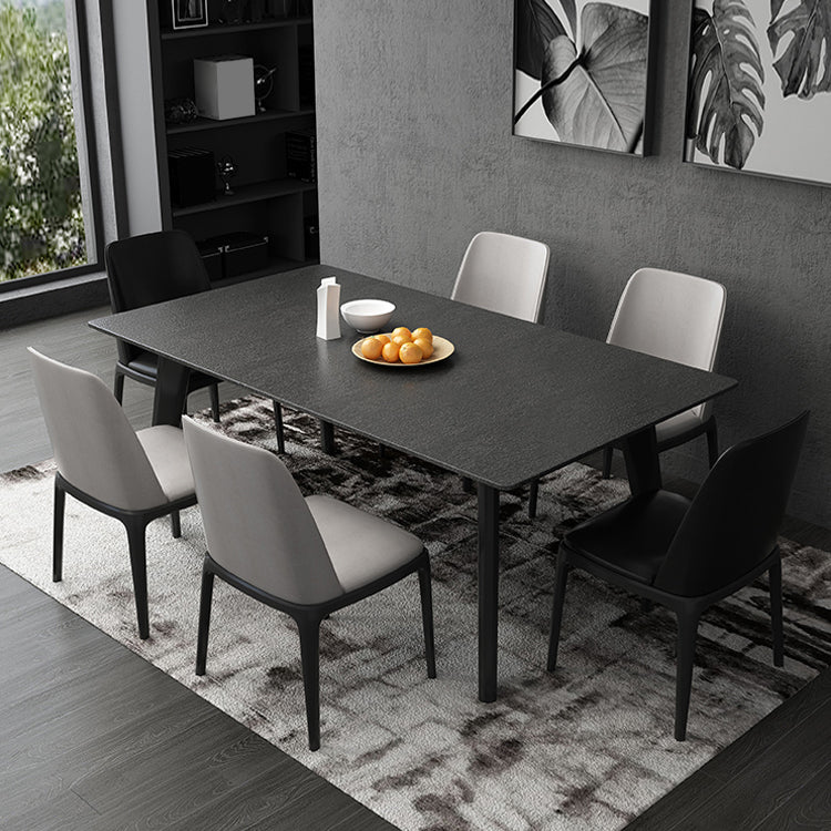 Black Dinette Table with 4 Legs Contemporary Dining Table for Home