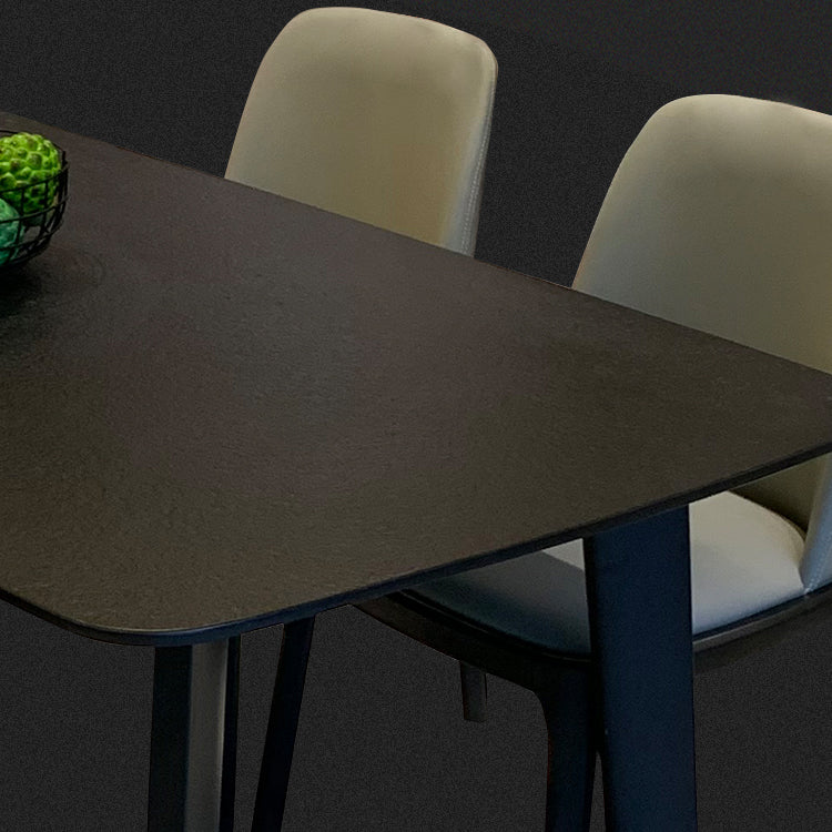 Black Dinette Table with 4 Legs Contemporary Dining Table for Home